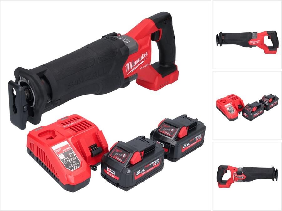 Milwaukee M18 FSZ-552 accu reciprozaag 18 V borstelloos + 2x accu 5 Ah + lader