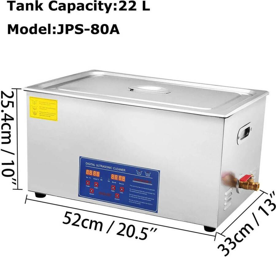 Mima Ultrasoonreiniger Ultrasoonreinigers Ultrasoonreiniger 22Ltr 480W