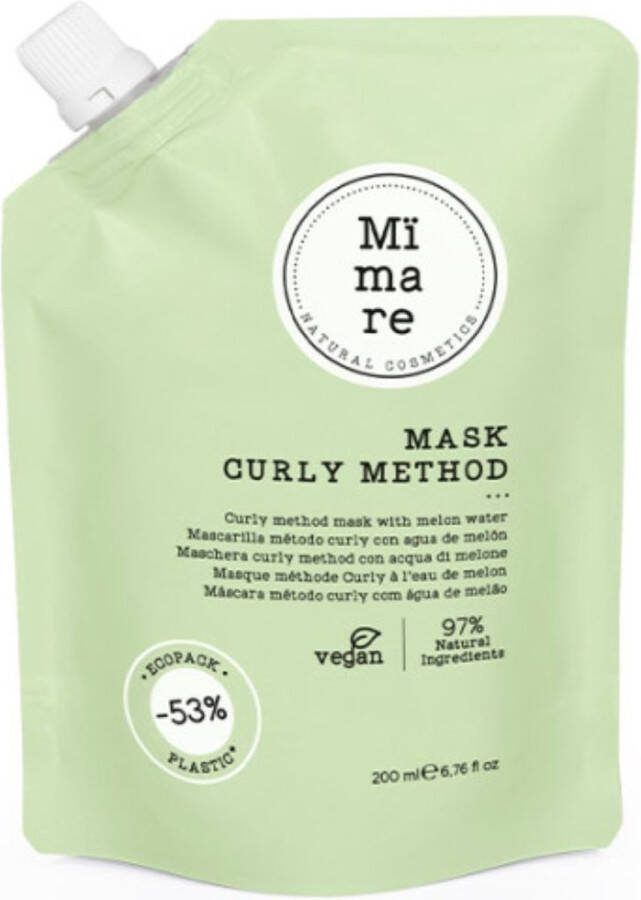 Mïmare MÏMARE MASK CURLY METHOD 200ML Krullen Krullend haar Duurzaam Haarverzorging Haarmasker
