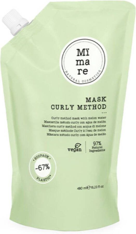 Mïmare MÏMARE MASK CURLY METHOD 480ML Krullen Krullend haar Duurzaam Haarverzorging Haarmasker