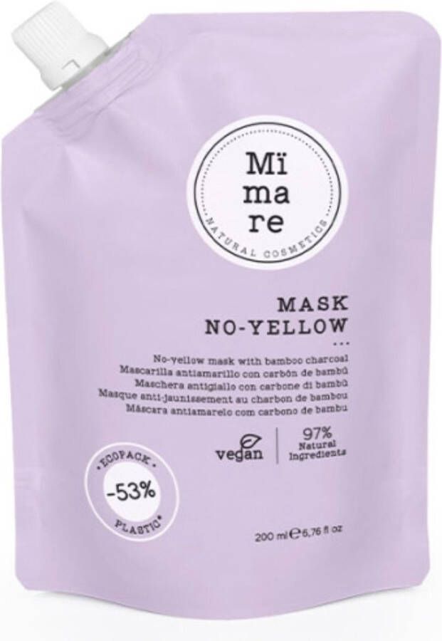 Mïmare MÏMARE NO YELLOW MASK 200ML Anti geel tinten Blond haar Duurzaam Haarverzorging Haarmasker