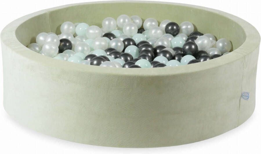 Mimii Ballenbak met 400 ballen licht mint; Parel wit mint metallic grijs