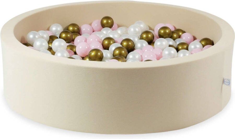 Mimii Ballenbak velvet beige met 400 ballen parel wit licht roze oud goud