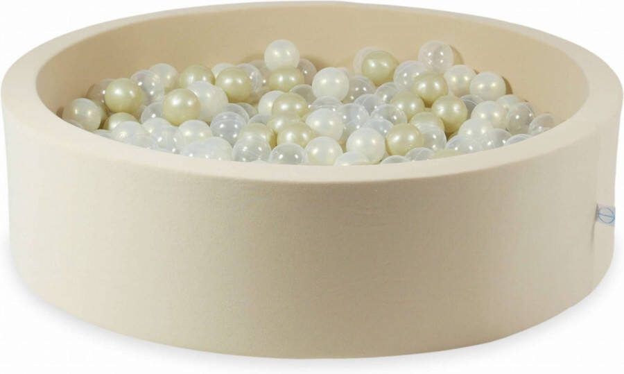 Mimii Ballenbak velvet beige met 400 ballen transparant licht goud parel wit