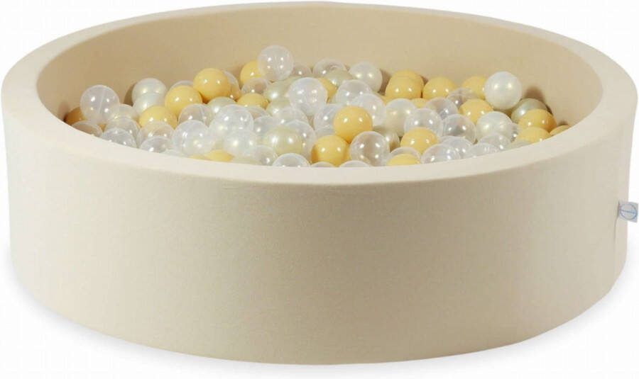 Mimii Ballenbak velvet beige met 400 ballen transparent parel licht goud beige