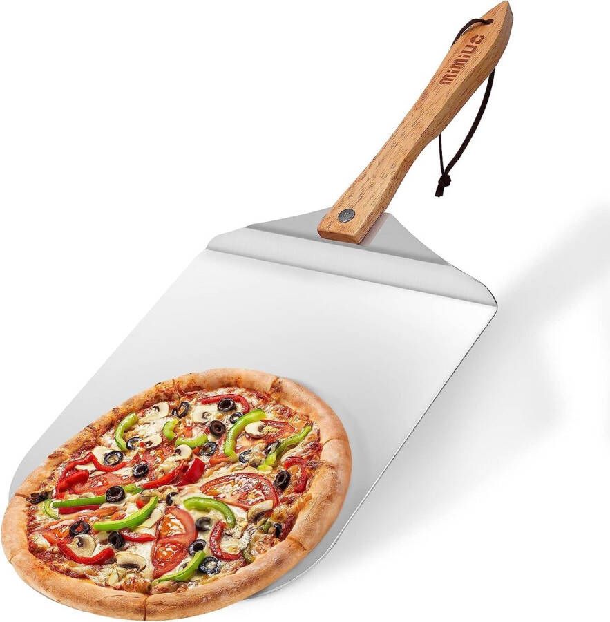 Mimiuo Aluminium pizzaschep opvouwbare handgreep pizzaschuiver voor de keuken barbecue bakken van zelfgemaakte pizzabrood (30 5 x 35 5 cm)