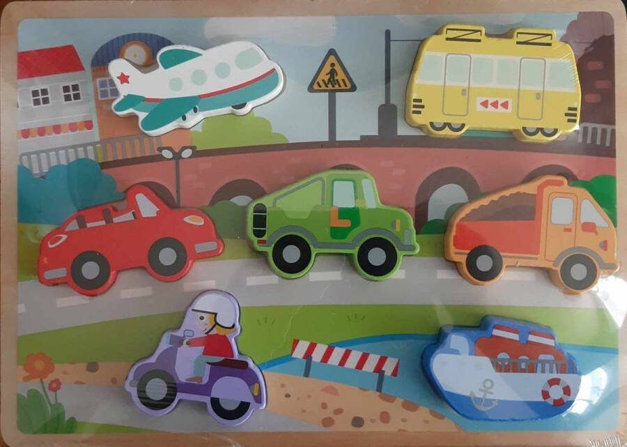 Mini Matters houten vormenpuzzel voertuigen
