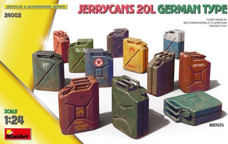 MiniArt 1:24 24002 Duitse Jerrycans 20L. voor Diorama Plastic Modelbouwpakket