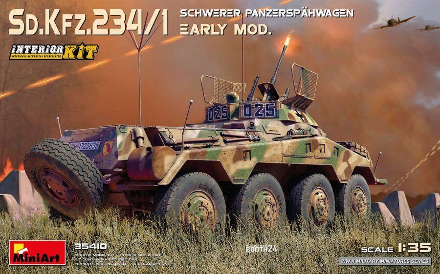 MiniArt 1:35 35410 Sd.Kfz.234 1 Schwerer Panzerspähwagen Vroege ie met Volledig Interieur Plastic Modelbouwpakket
