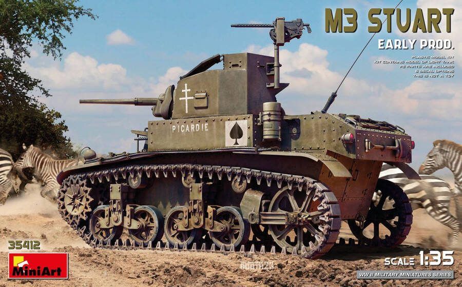 MiniArt 1:35 35412 M3 Stuart Vroege ie Tank Plastic Modelbouwpakket