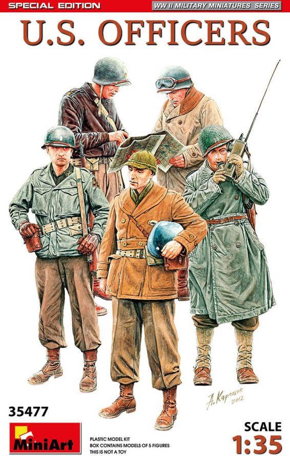 MiniArt 1:35 35477 Amerikaanse Officieren WWII 5 Figuren Plastic Modelbouwpakket