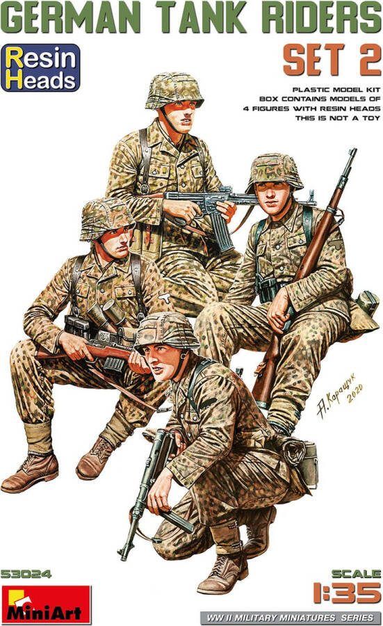 MiniArt 1:35 53024 Duitse Tankrijders WWII Set 2 met Resin Hoofden 4 Figuren Plastic Modelbouwpakket