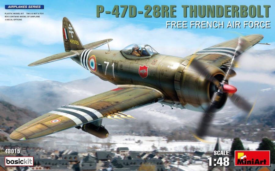 MiniArt 1:48 48015 P-47D-28RE Thunderbolt Free French Air Force Plastic Modelbouwpakket