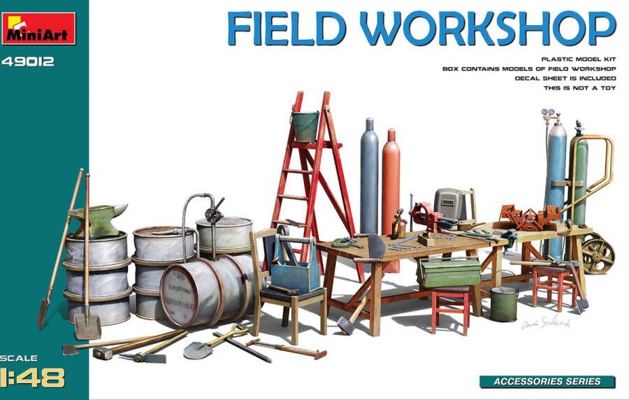 MiniArt 1:48 49012 Diorama Field Workshop Plastic Modelbouwpakket