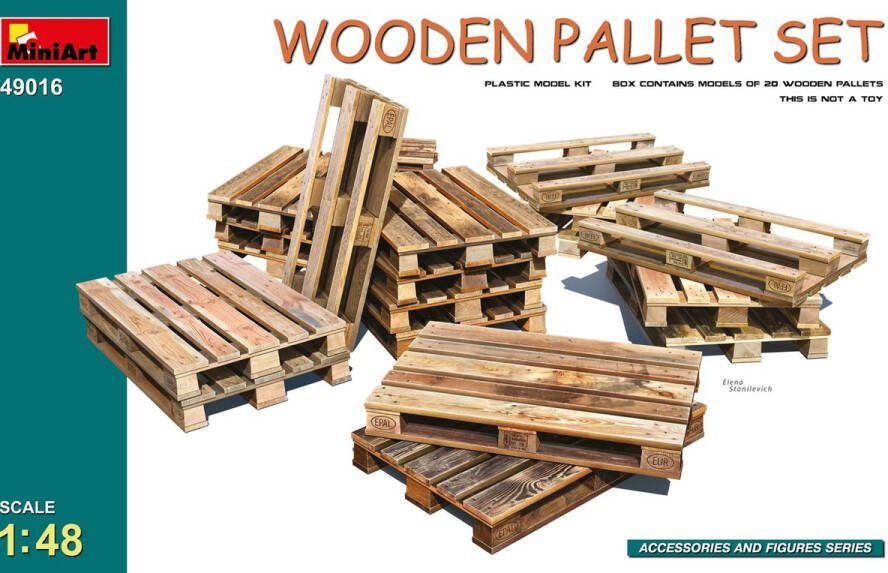 MiniArt 1:48 49016 Houten Pallet Set voor Diorama 20 Stuks Plastic Modelbouwpakket
