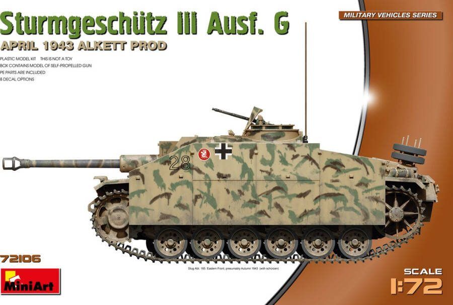 MiniArt 1:72 72106 StuG III Ausf. G April 1943 Alkett ion Plastic Modelbouwpakket