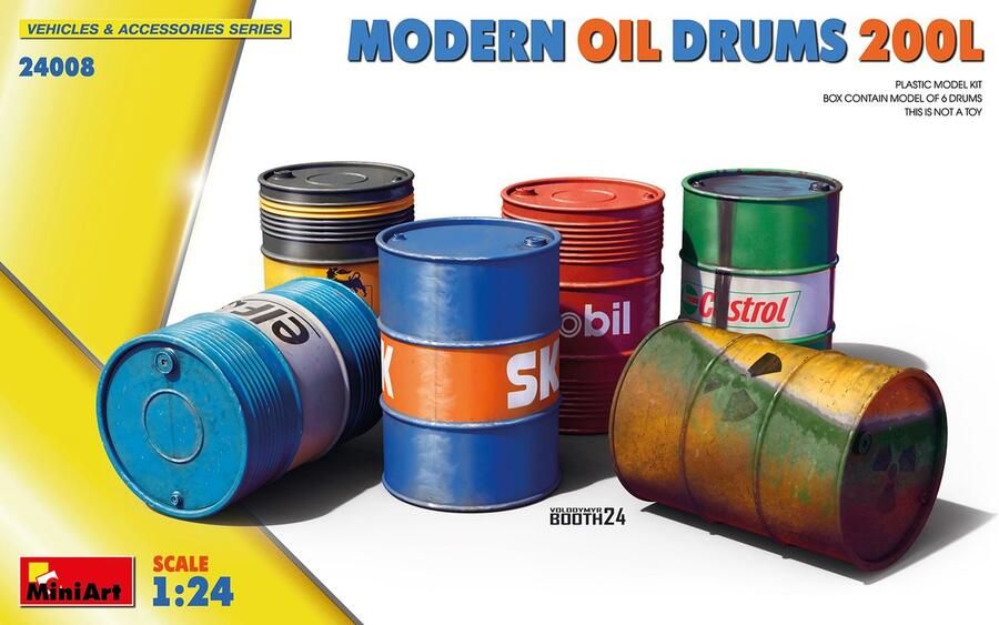 MiniArt 1:24 24008 Moderne Olievaten 200L voor Diorama Plastic Modelbouwpakket