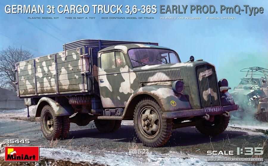 MiniArt 1:35 35445 Duitse Opel Blitz 3t Cargo Truck 3 6-36S Early Prod. PmQ-Type Plastic Modelbouwpakket