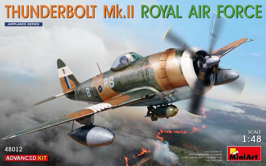 MiniArt 1:48 48012 Republic P-47 Thunderbolt Mk.II Royal Air Force Advanced Kit Plastic Modelbouwpakket