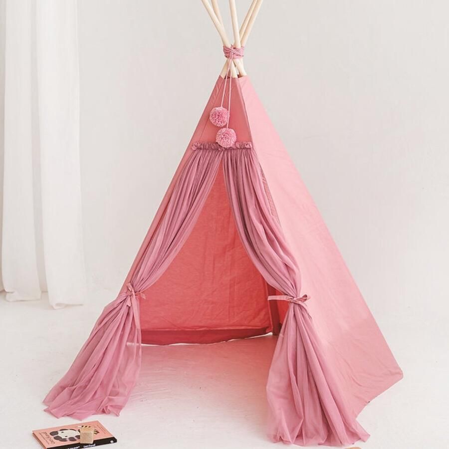 Minicamp Tipi tent speeltent met tule Roze