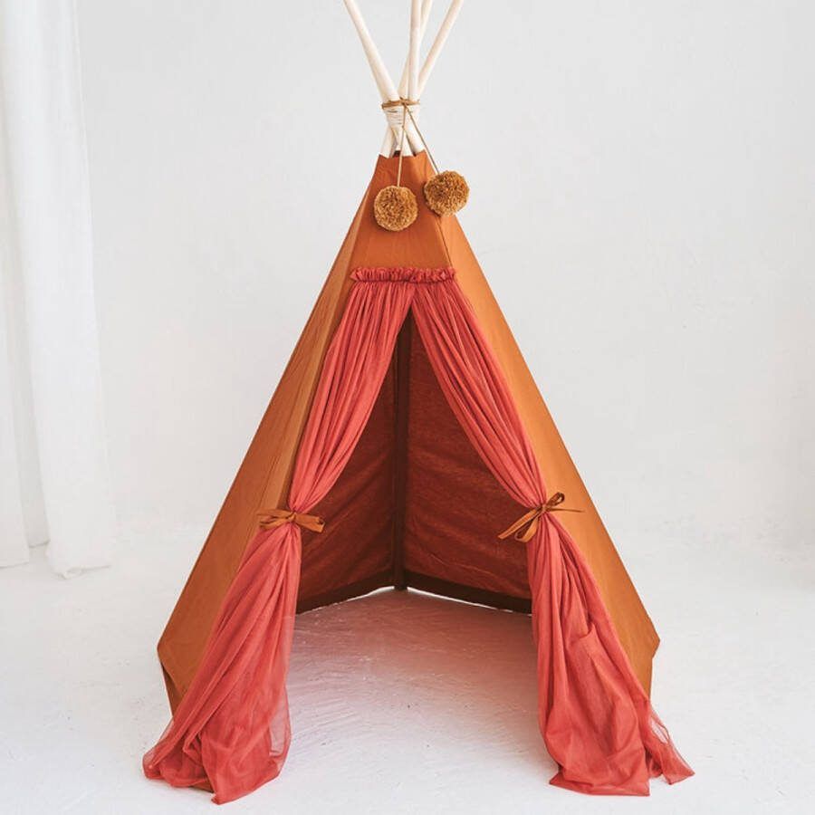 Minicamp Tipi tent speeltent met tule Cognac