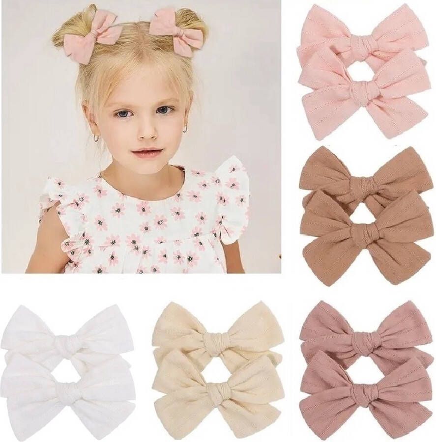 MINIIYOU 10 Stuks Meisjes Haarspeldjes Haarclipjes Strik Roze Beige Wit