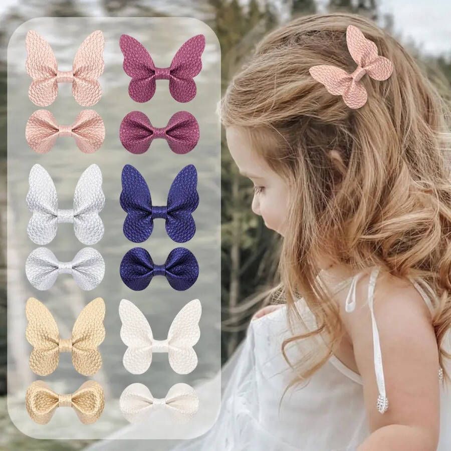 MINIIYOU 12 Stuks Meisjes Haarspeldjes Haarclipjes Vlinder Strik Multikleuren