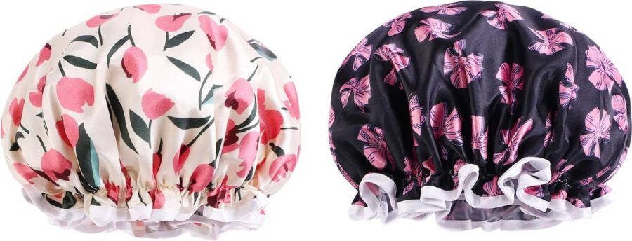 MINIIYOU 2 Stuks Douchemuts Kind Meisje Gebloemd Waterproof waterdicht (1-8 jaar)