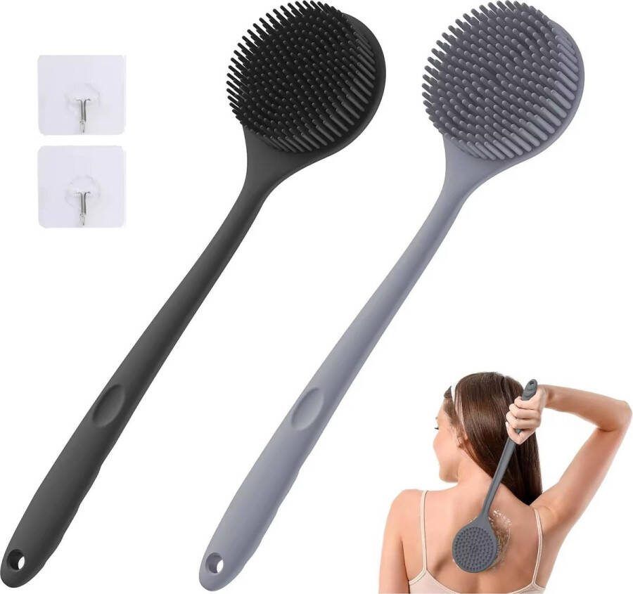 MINIIYOU 2 Stuks Siliconen Doucheborstels Scrub en Massageborstel Lichaamborstel Badborstel Massageborstel Grijs en Zwart