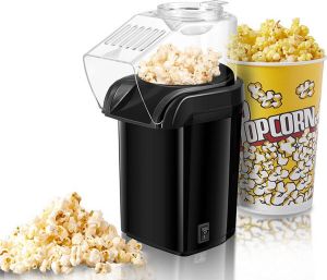 Minijoy Popcorn Machine Heteluchtsysteem Vetvrije Popcorn Maker 1200W – Zwart – Klaar in 3 Minuten