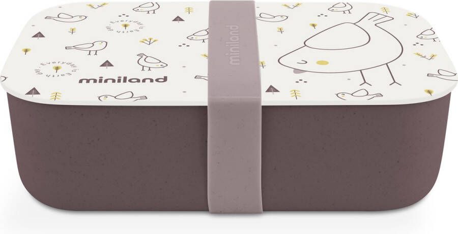 Miniland ML Baby: LUNCHBOX KUIKEN 19x6x12 5cm in bioplastiek en silicone ecofriendly collectie luchtdicht vaatwasmachinebestendig 6m+