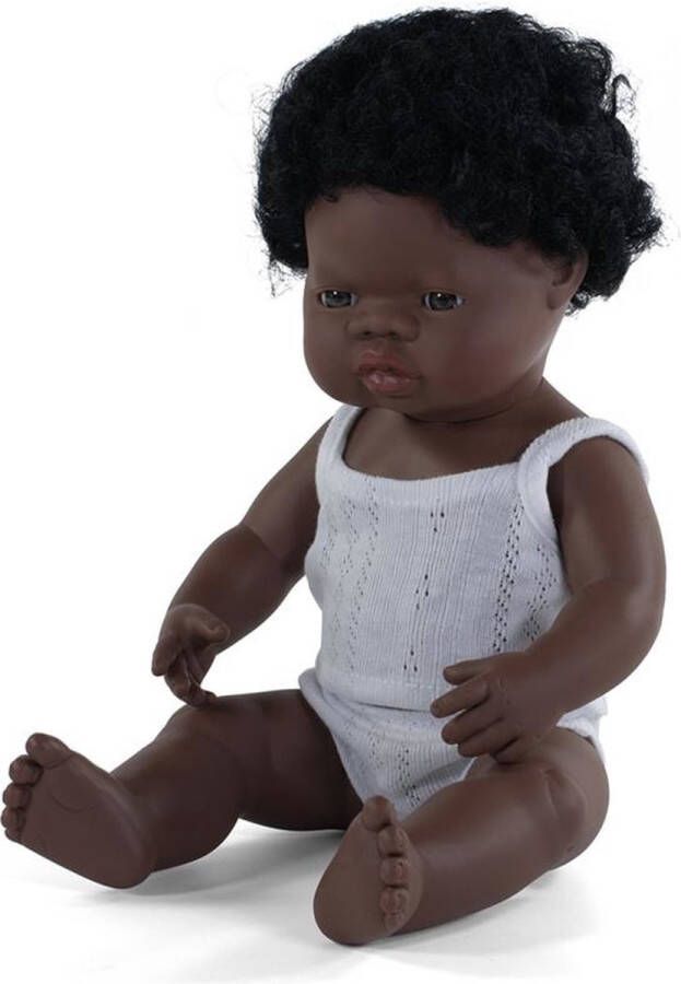 Miniland babypop jongetje met vanillegeur 38 cm zwart haar