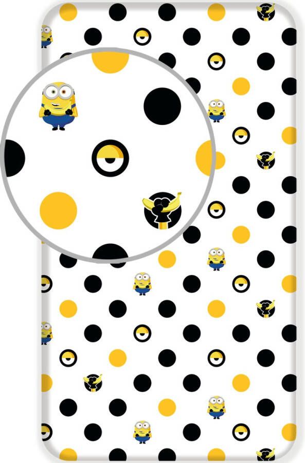 SimbaShop Minions 2 Hoeslaken Dots Eenpersoons 90 x 200 cm Wit