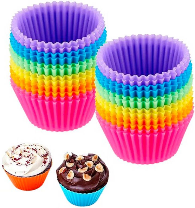Minismus Gekleurde Siliconen cupcakevormpjes 24 Stuks BPA Vrij Bakvormen Muffin Bakvormpjes Vormpjes Hittebestendige Muffinvormpjes