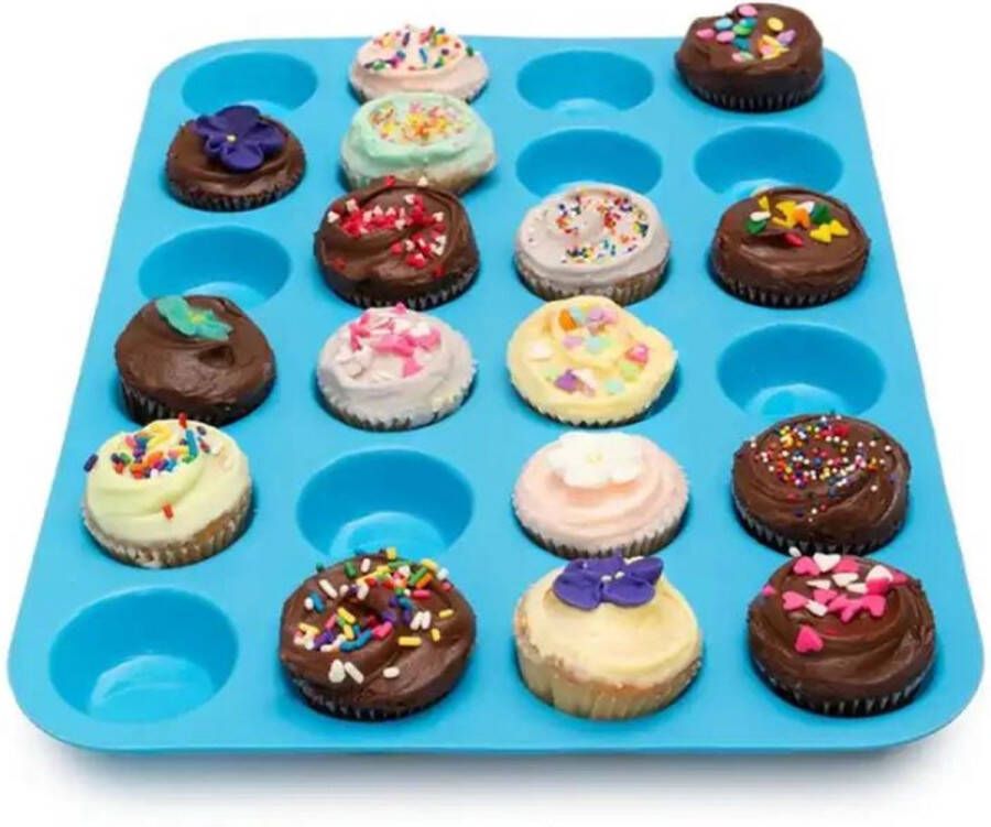 Minismus Siliconen Cupcake Vormpjes Bakvorm Koken & Bakken BPA Vrij Non-Stick Geschikt voor de Oven 24 Stuks Blauw