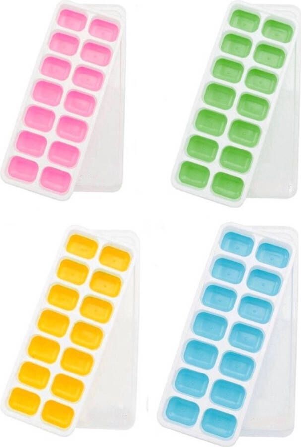 Minismus Siliconen IJsblokjesvorm met deksel 4 Stuks BPA Vrij Herbruikbaar IJsblokjes zijn makkelijk uit te drukken