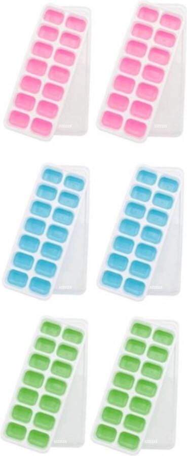 Minismus Siliconen IJsblokjesvorm met deksel 6 Stuks BPA Vrij Herbruikbaar IJsblokjes zijn makkelijk uit te drukken