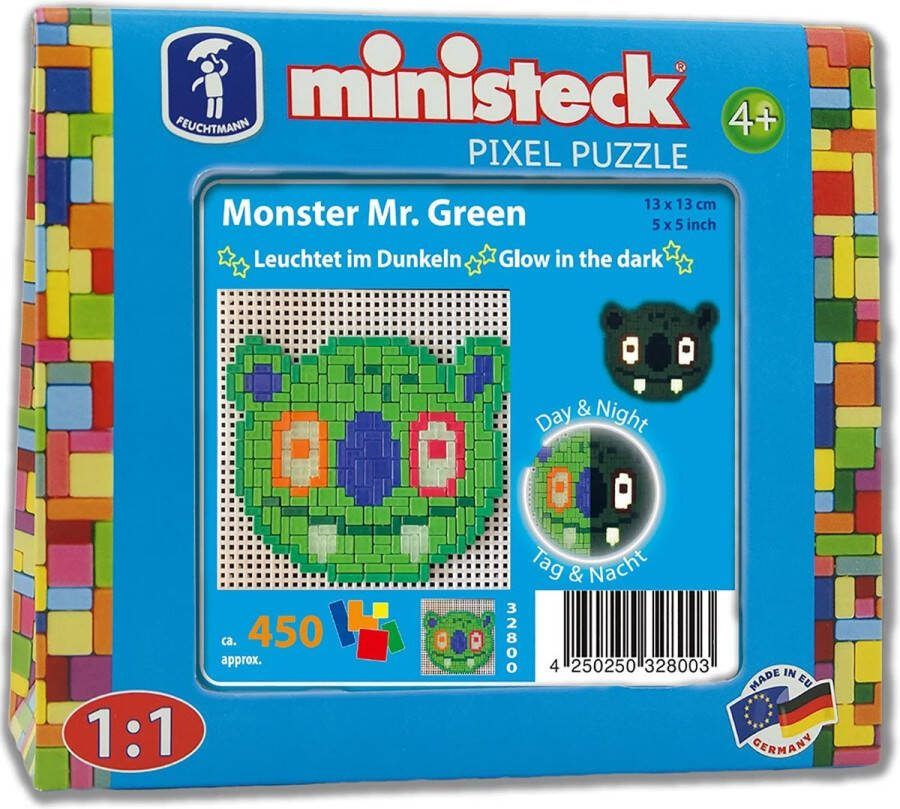 Ministeck Pixel Puzzel Glow in the Dark Glowmonster Mr. Green Reisverpakking 450-delig
