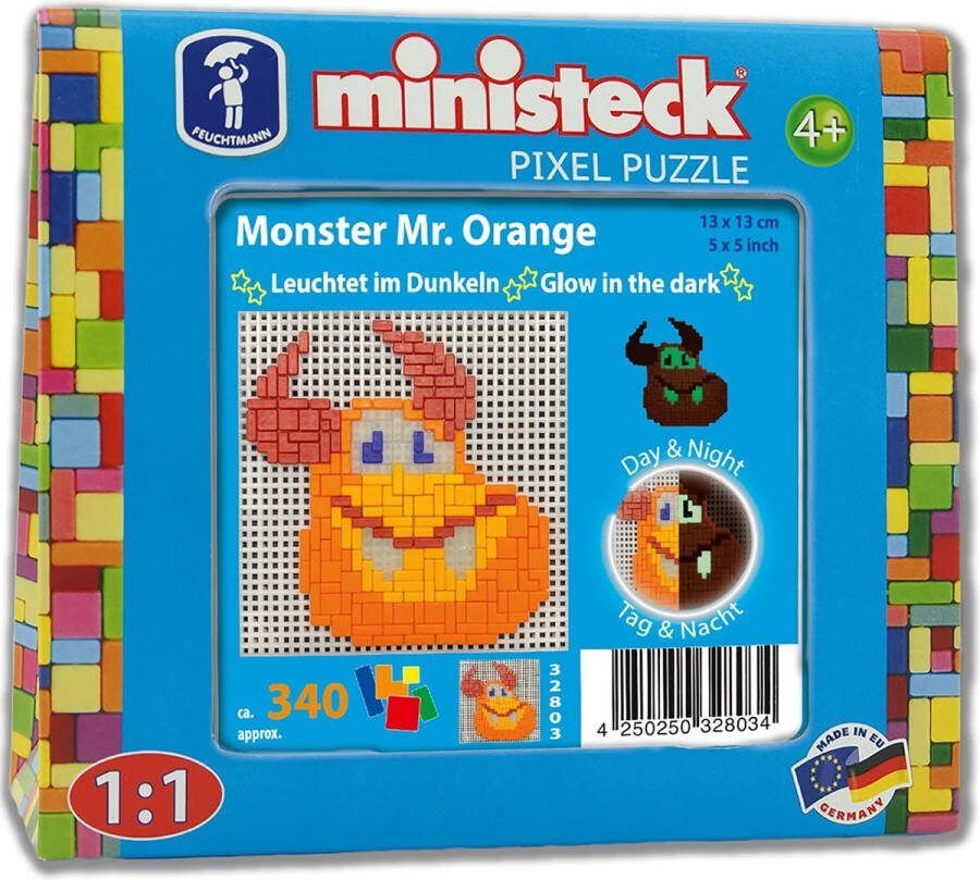 Ministeck Pixel Puzzel Glow in the Dark Glowmonster Mr. Orange Reisverpakking 340-delig