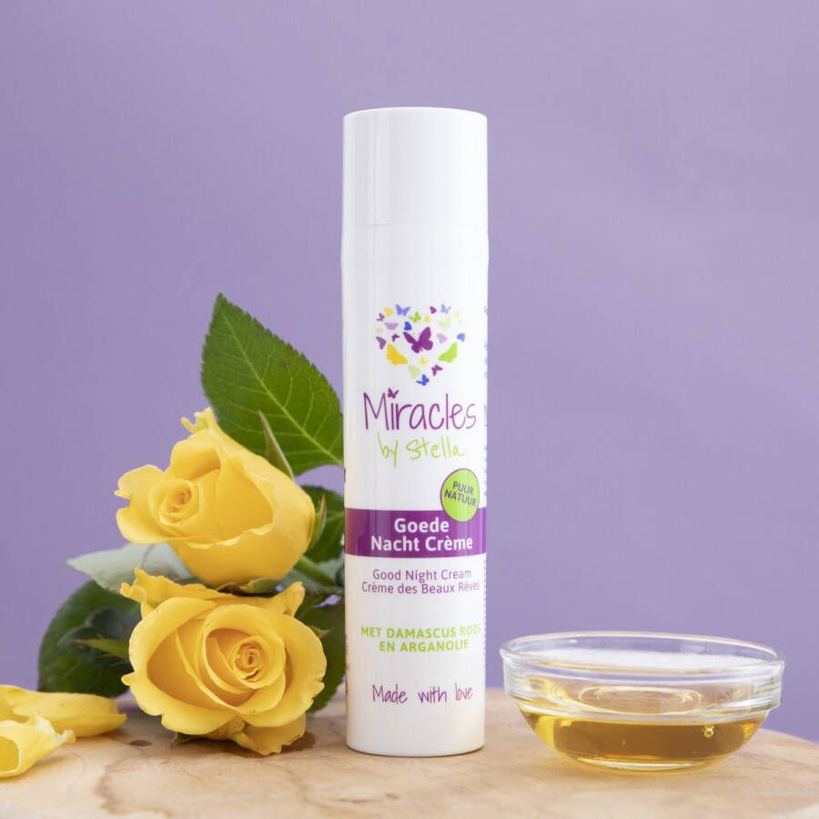 Miracles by Stella 100% natuurlijke & vegan nachtcrème Goede Nacht Crème met Damascus Roos & Arganolie