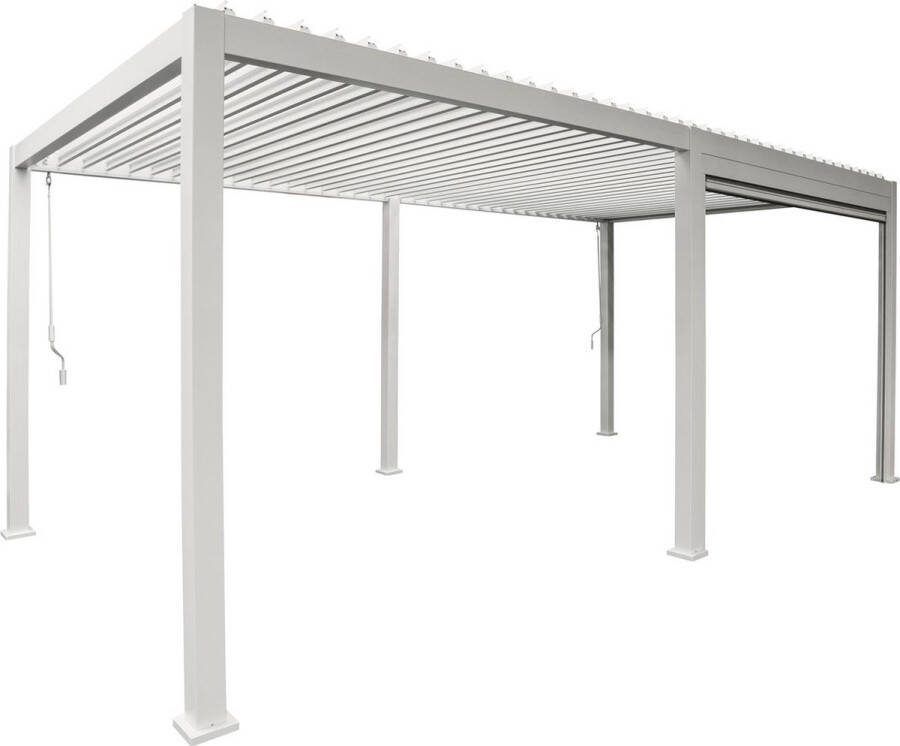 Mirador Pull Down Zijscherm 300 cm Wit Zijscherm voor terrasoverkapping Voor meer privacy beschutting schaduw onder uw overkapping