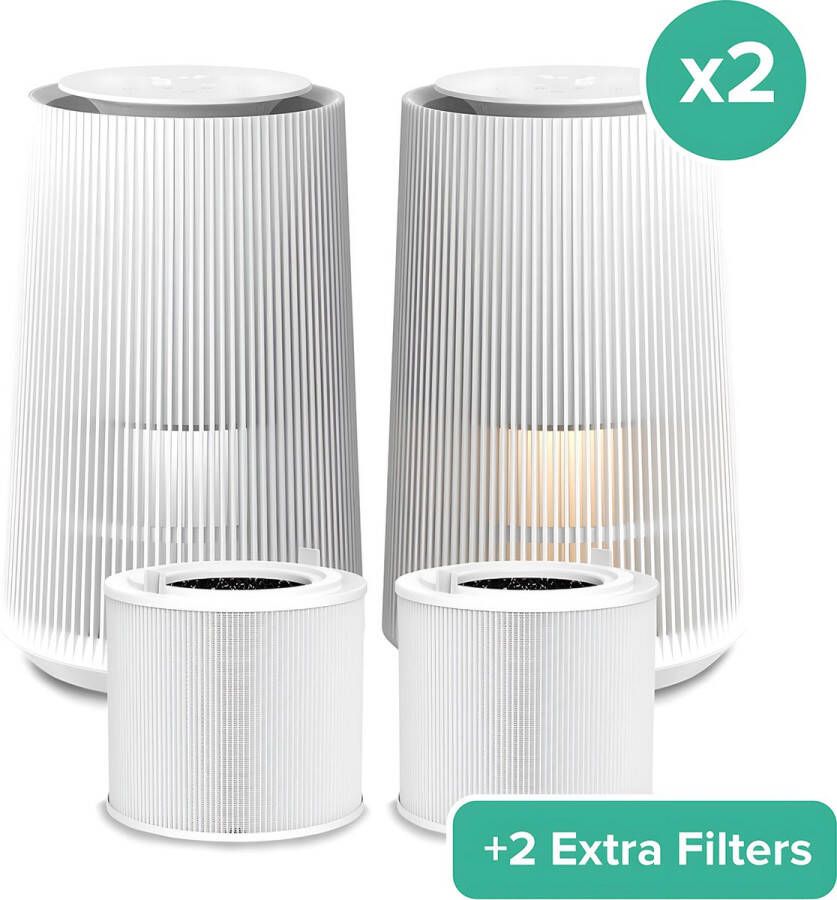 MiRi EasyBreath (2x) + 2 Extra Filters – Luchtreiniger – 250 m³ h – HEPA 13 filter – Ruimtes tot 70m² – Air Purifier – Koolstoffilter – Ionisator – UV-C – Luchtkwaliteit Indicator – WiFi en App