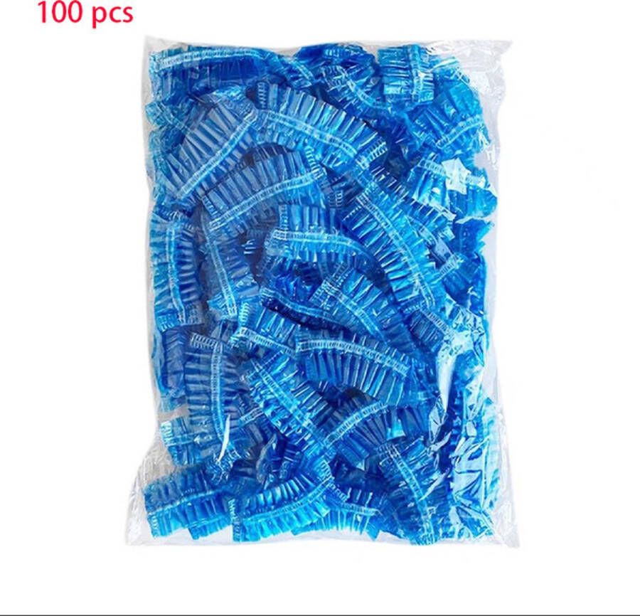 Miro Ecommerce 100 Wegwerp douchemutsen Plastic Badmuts douchemuts 100 stuks Blauw