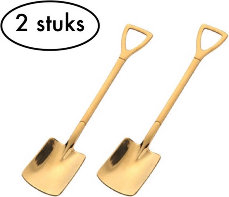 Miro Ecommerce Goudkleurig Spade schepjes voor kruiden en thee suiker schepje Doseerschep Set van 2