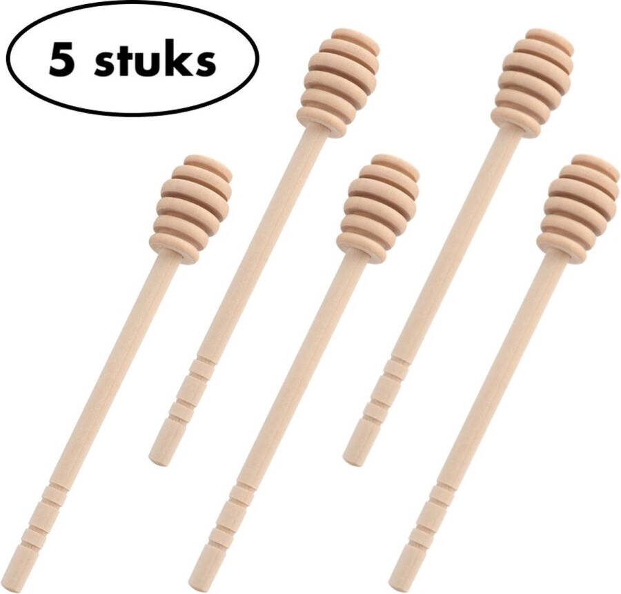 Miro Ecommerce Houten honinglepel van 16cm honinglepel honingdipper 5 stuks