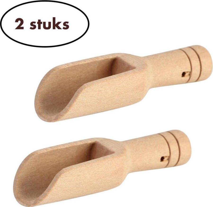 Miro Ecommerce Houten schepjes voor kruiden en thee suiker schepje Doseerschep Set van 2