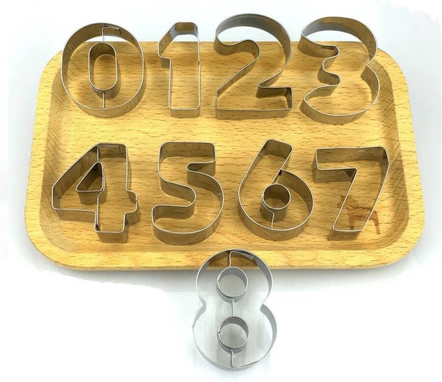 Miro Ecommerce Koekvorm cijfers – 0 tot en met 9 Koekvormpjes – cijfers van koekjes uitsteker RVS – 9 stuks