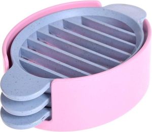 Miro Ecommerce Multifunctionele eiersnijder 3 in 1 eiersnijder champignonsnijder roze met blauw
