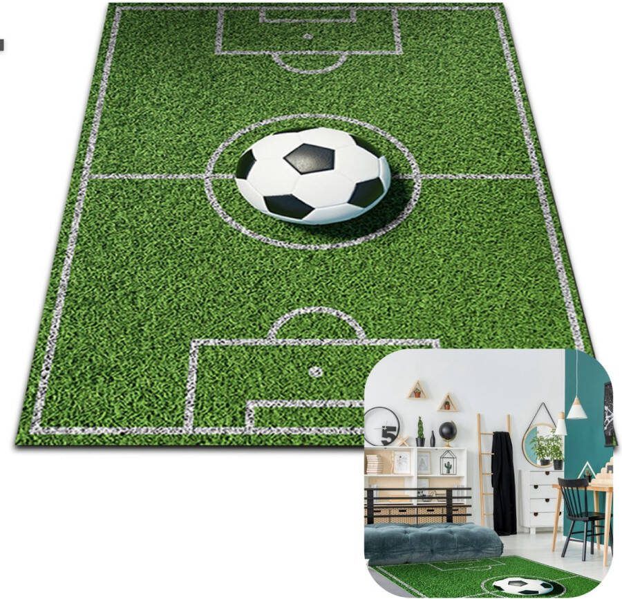MIRO. MIRO Speel Tapijt Voetbalveld Voetbal Tapijt Kinderen Speelmat Vloerkleed Speelkleed Kinderkamer Anti Slip XL 120 x 160 CM Voetbal