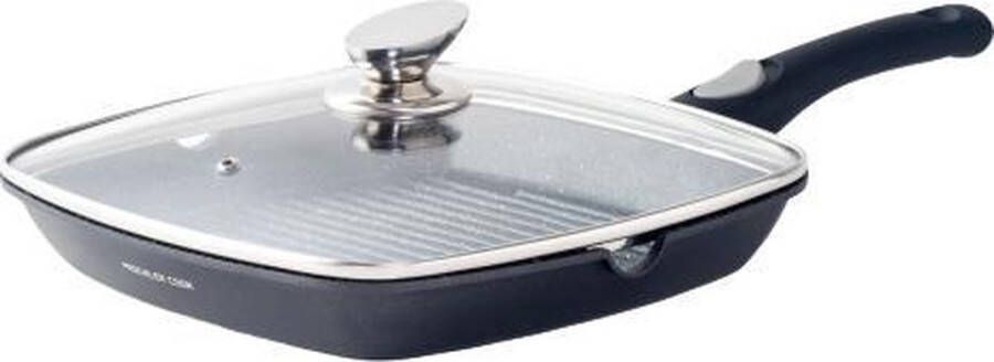 Cheffinger Mischler Cook Grillpan met Deksel 28 cm Aluminium Zwart